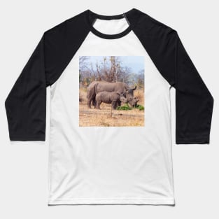 Rhino Mom and Baby Baseball T-Shirt